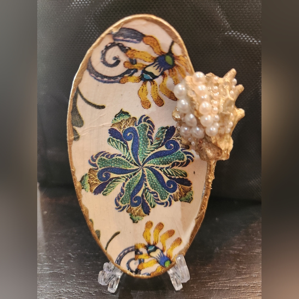One Of A Kind Decoupage Embellished Seashell